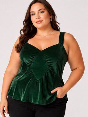 Vintage Nine West 100% Silk Emerald Green Tank Top Plus Sz 18W Sleeveless